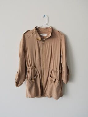 Camel Brown Zip-Up Lightweight Jacket
